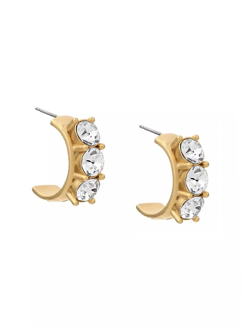Swarovski Gold Huggies with Austrian crystal - Picture 2 of 4
